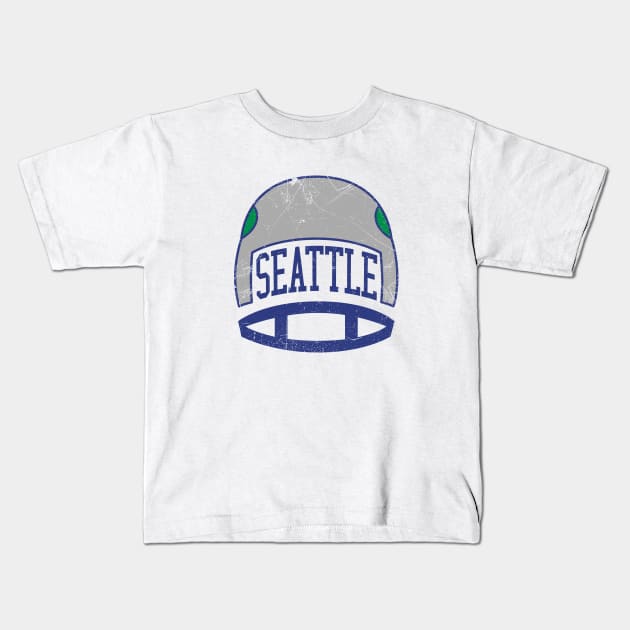 Seattle Retro Helmet - White Kids T-Shirt by KFig21